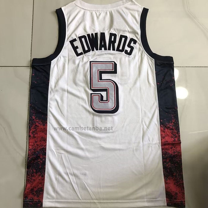 Camiseta USA 2024 Anthony Edwards #5 Blanco